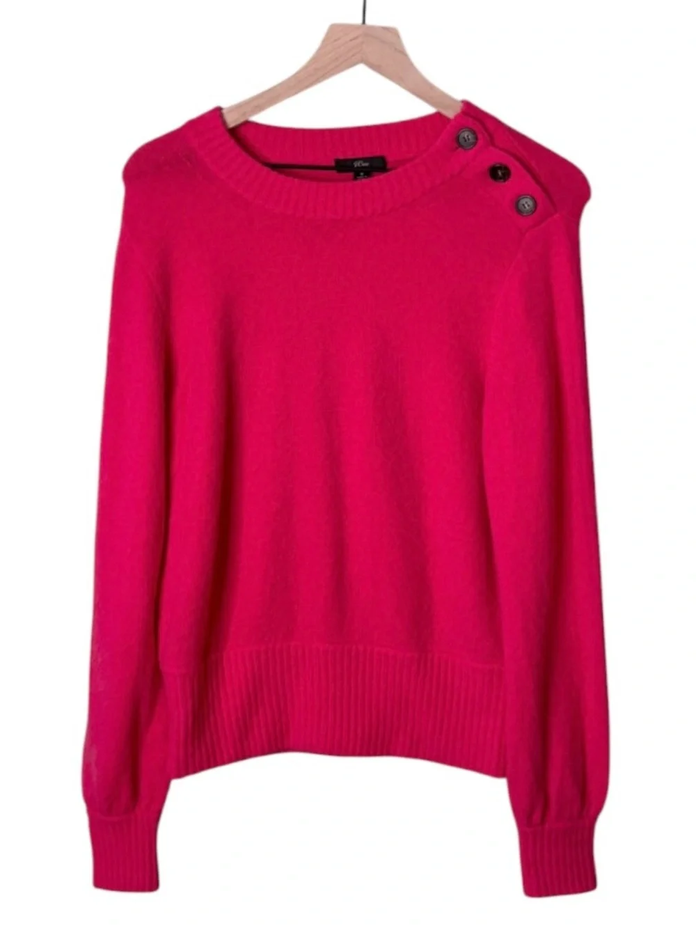 J.‎ Crew Merino Wool Alpaca Button Detail Sweater Supersoft Yarn Pink Size Small